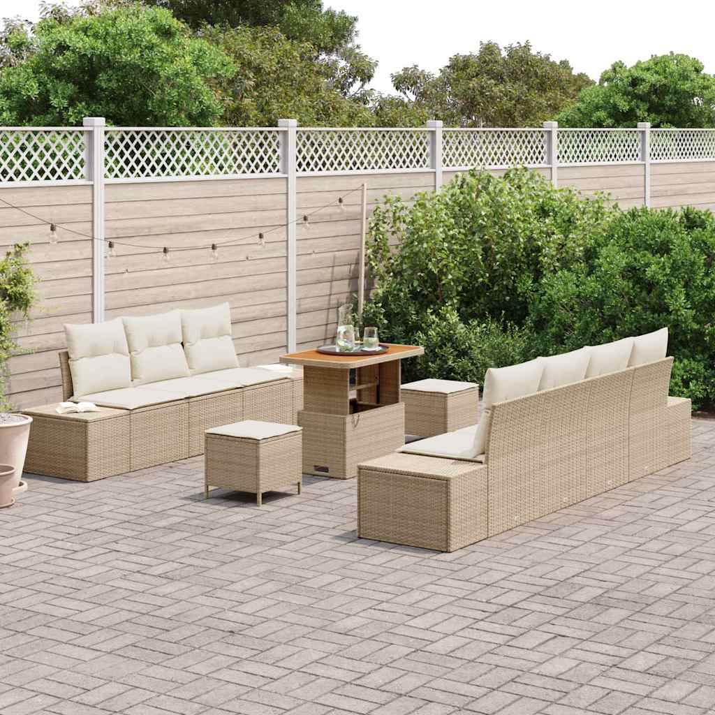 Havesofa Sæt 10 stk. Beige polyrattan
