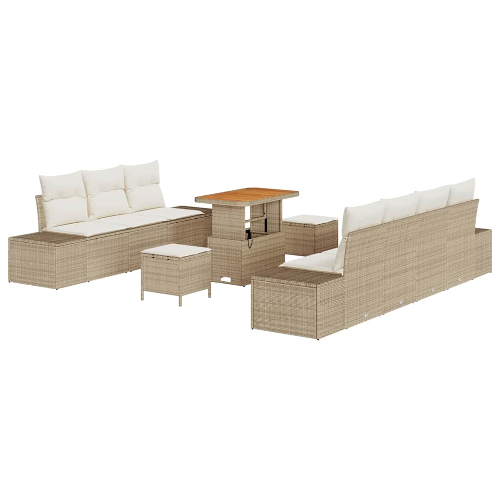 Havesofa Sæt 10 stk. Beige polyrattan