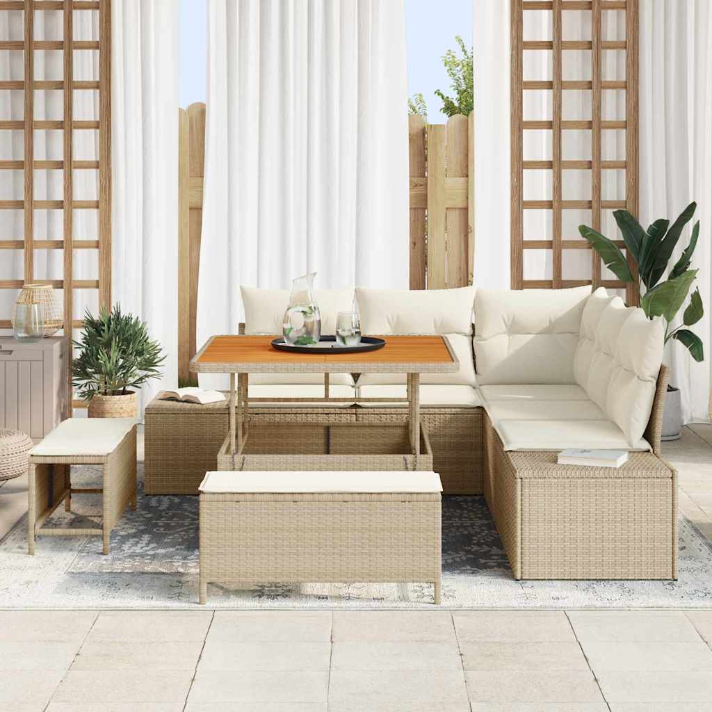 Havesofa Sæt 8 stk. Beige polyrattan