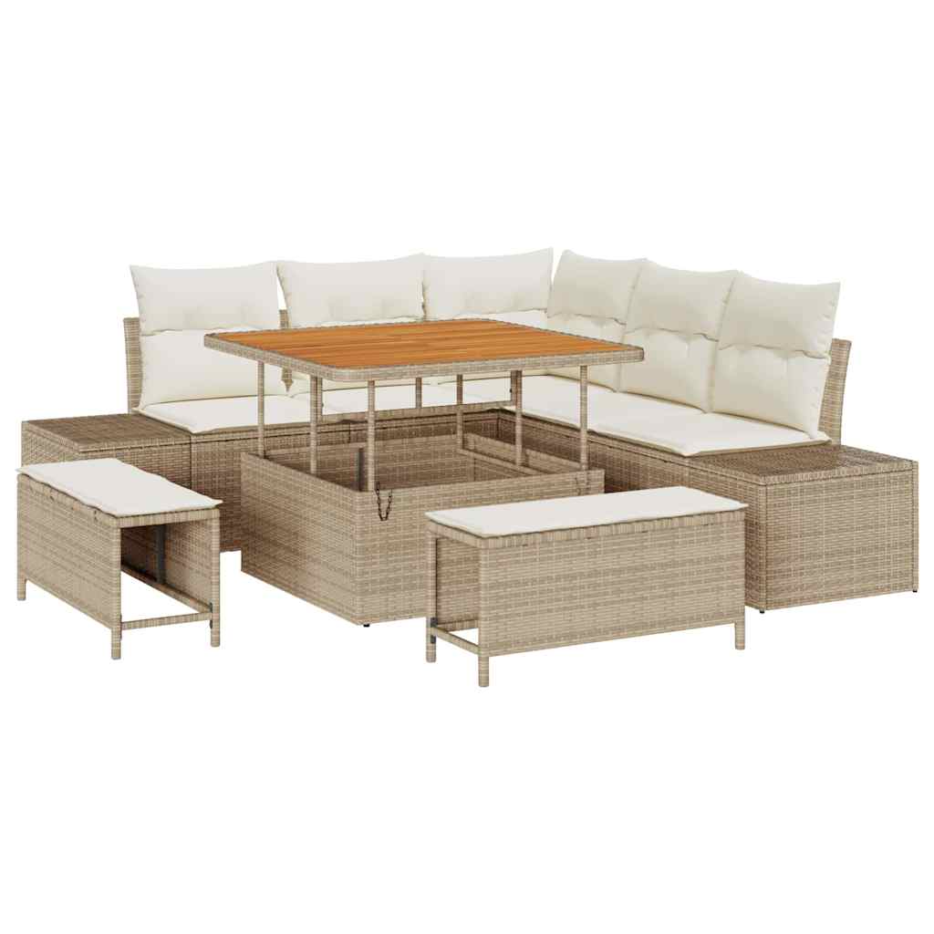Havesofa Sæt 8 stk. Beige polyrattan