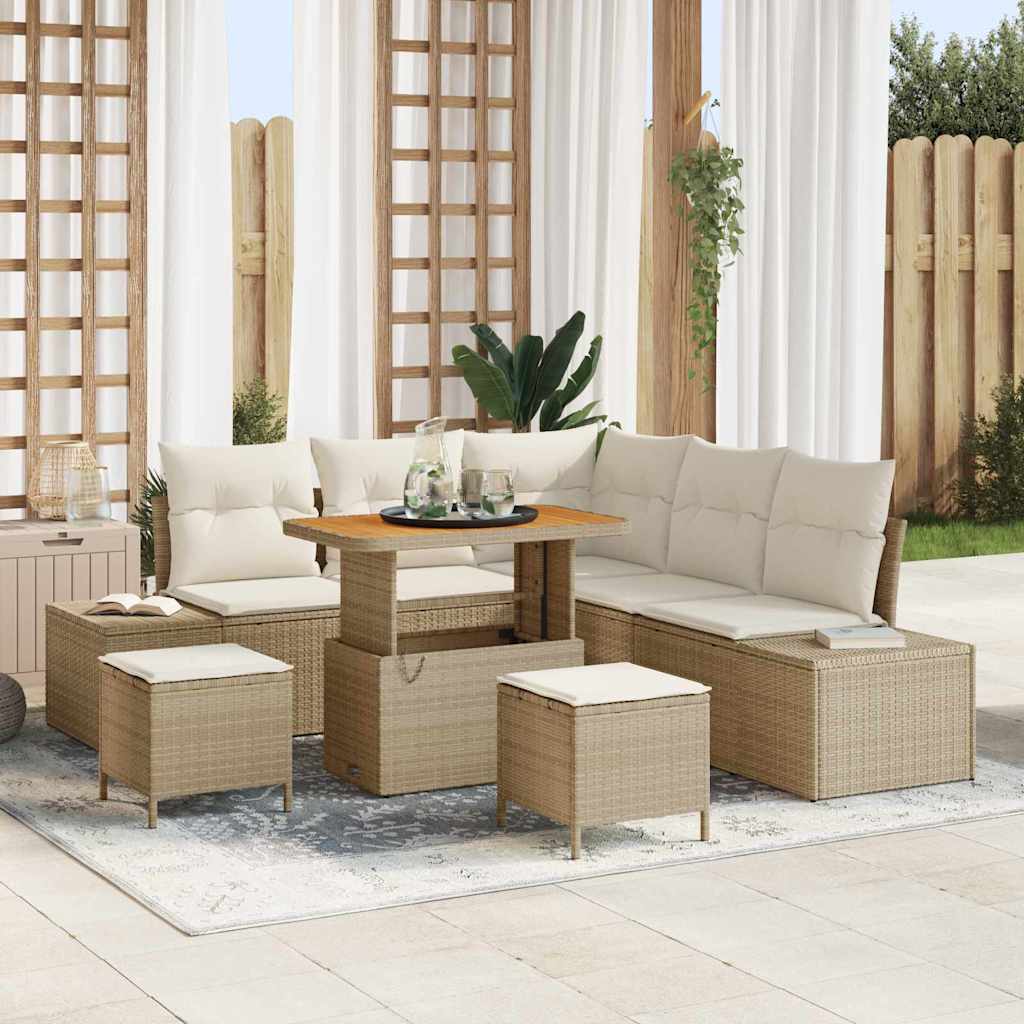 Havesofa Sæt 8 stk. Beige polyrattan