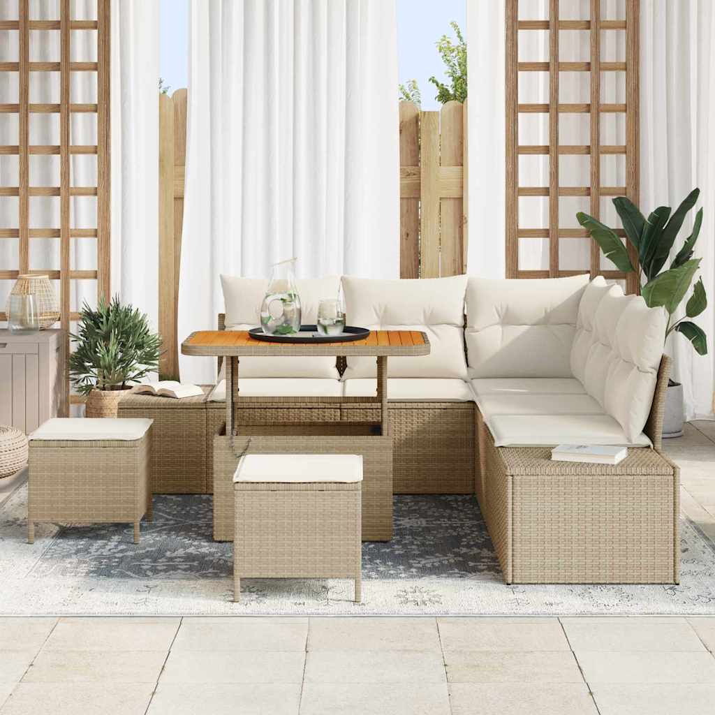 Havesofa Sæt 8 stk. Beige polyrattan
