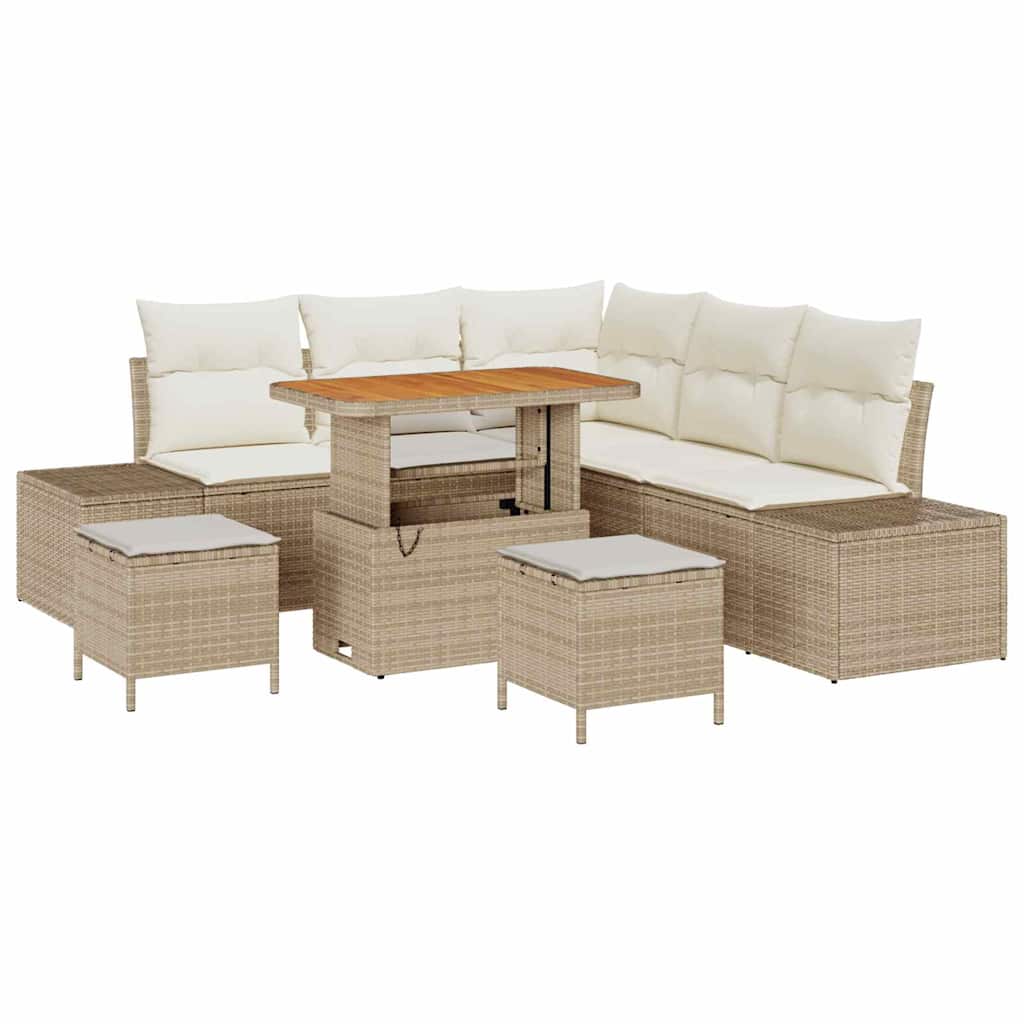 Havesofa Sæt 8 stk. Beige polyrattan