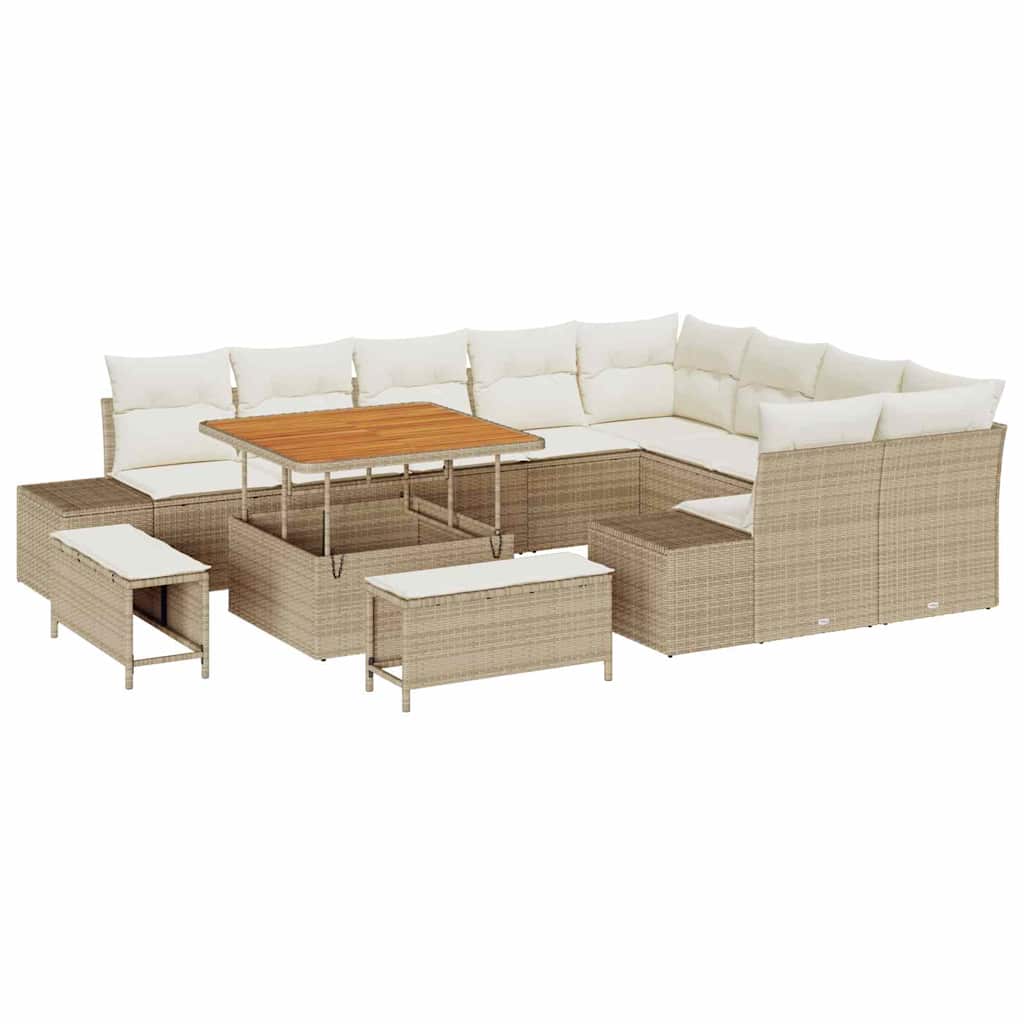 Havesofa Sæt 12 stk. Beige polyrattan