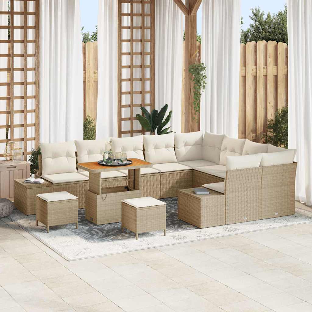 Havesofa Sæt 12 stk. Beige polyrattan