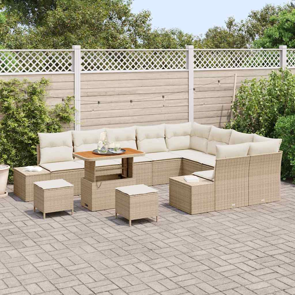 Havesofa Sæt 12 stk. Beige polyrattan