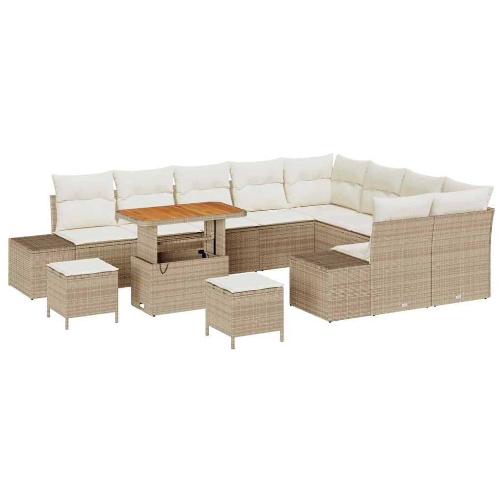 Havesofa Sæt 12 stk. Beige polyrattan