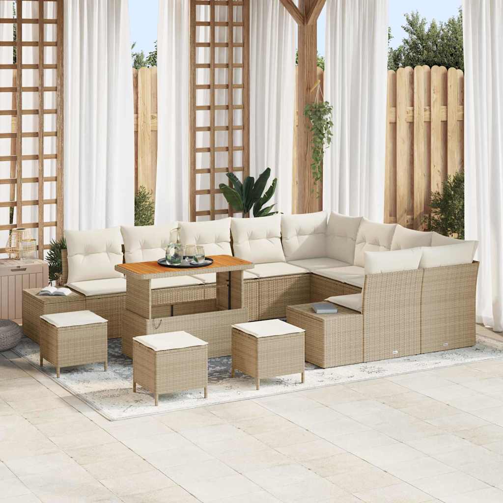 Havesofa Sæt 13 stk. Beige polyrattan