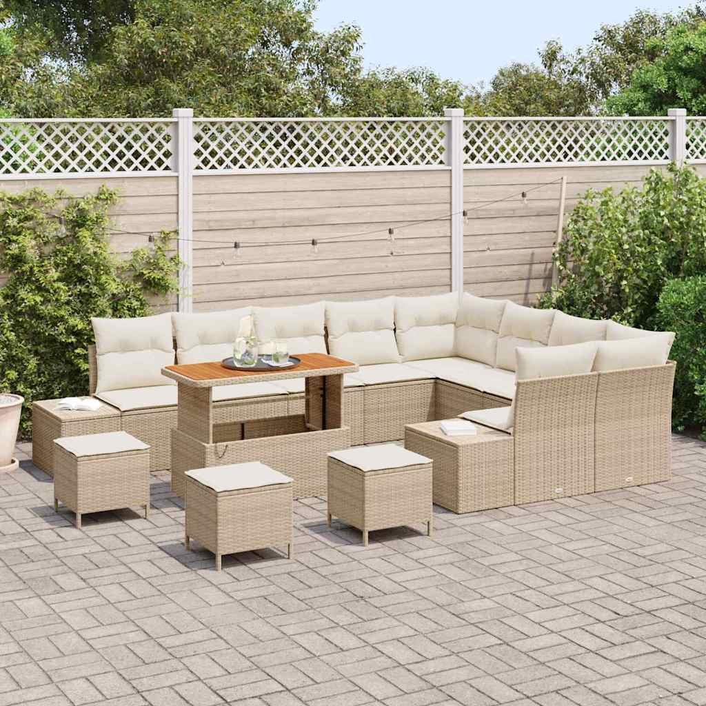 Havesofa Sæt 13 stk. Beige polyrattan