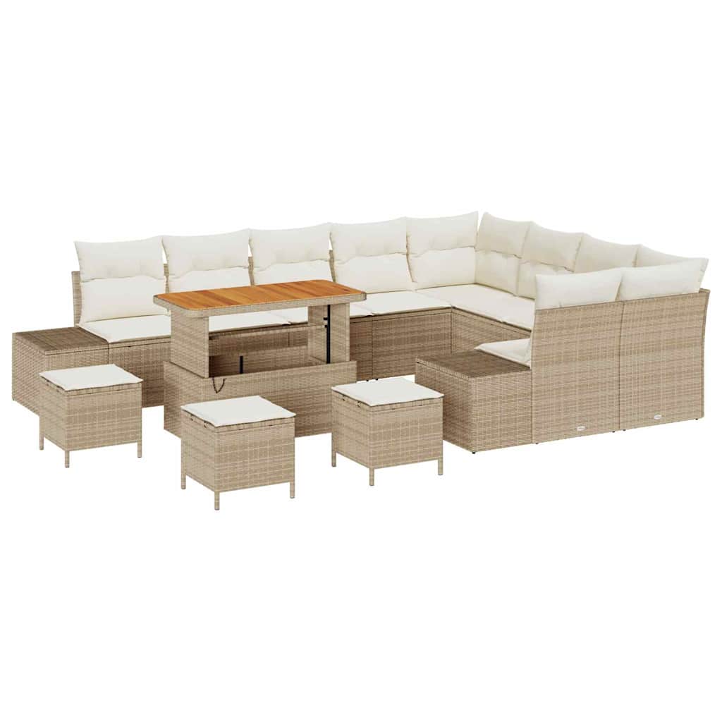 Havesofa Sæt 13 stk. Beige polyrattan