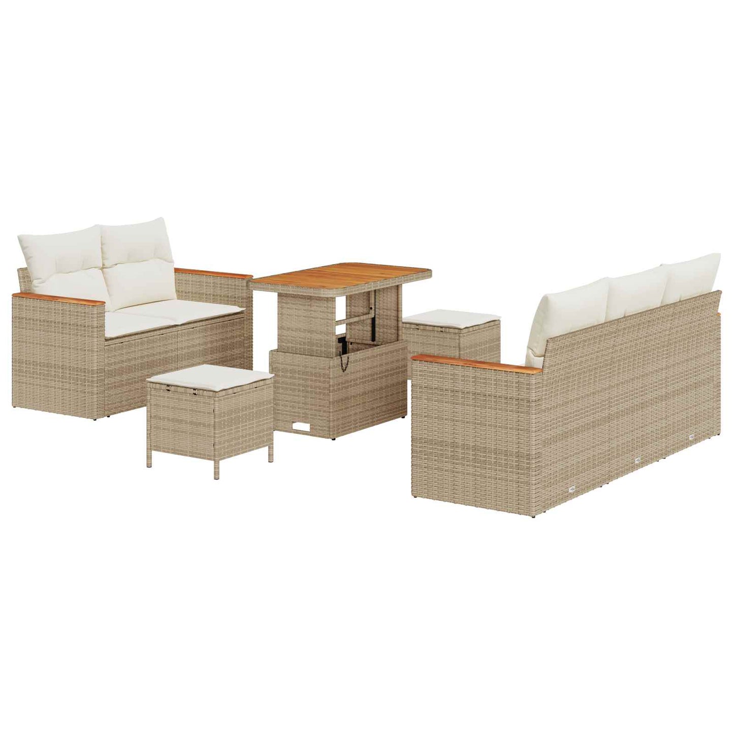 Havesofa Sæt 8 stk. Beige polyrattan
