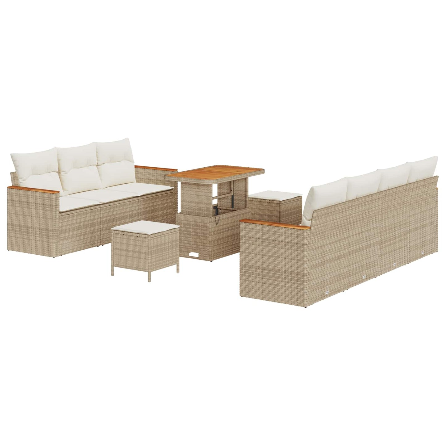 Havesofa Sæt 10 stk. Beige polyrattan