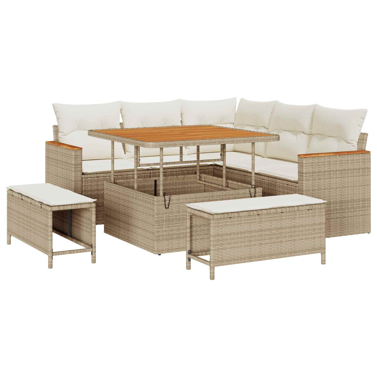 Havesofa Sæt 8 stk. Beige polyrattan