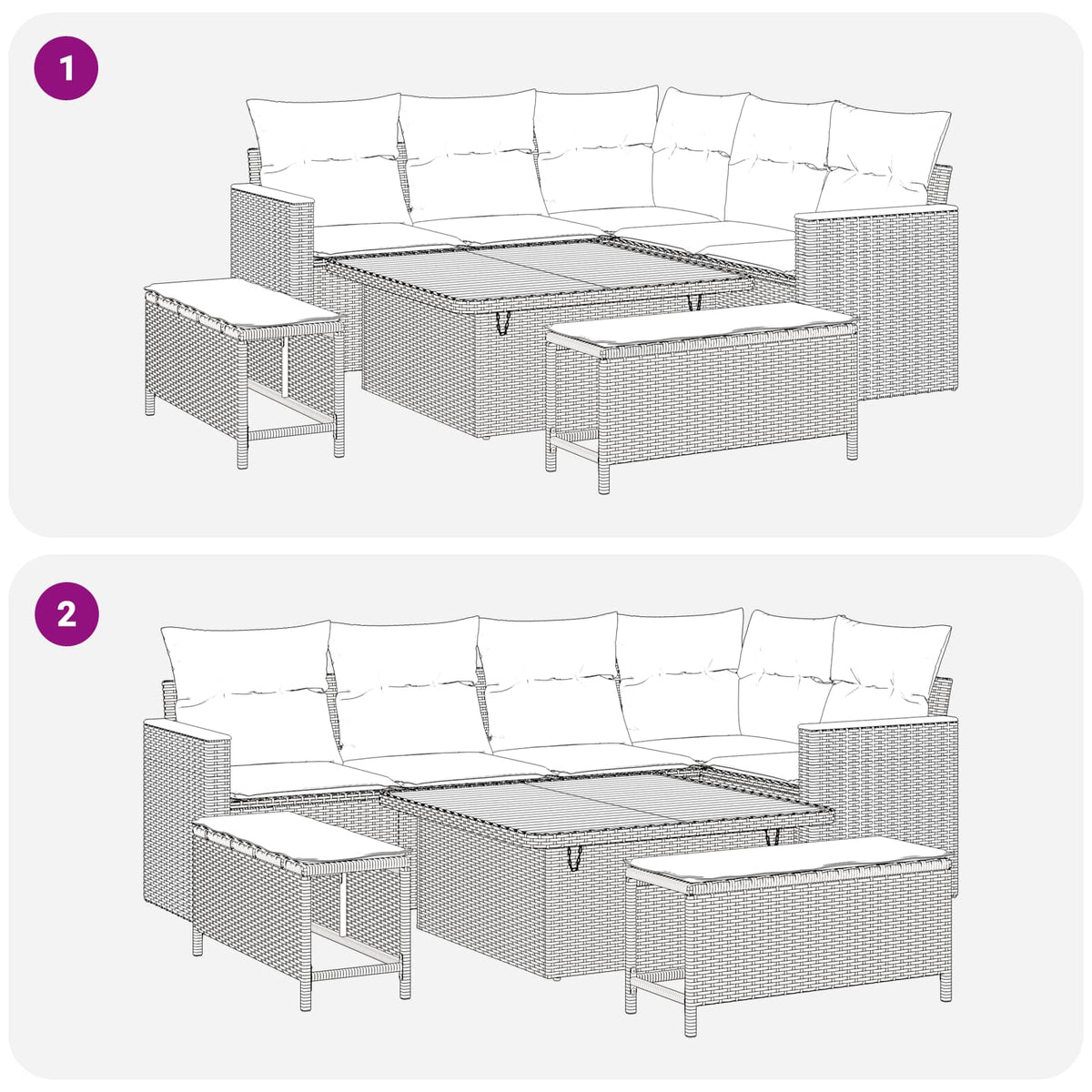 Havesofa Sæt 8 stk. Beige polyrattan