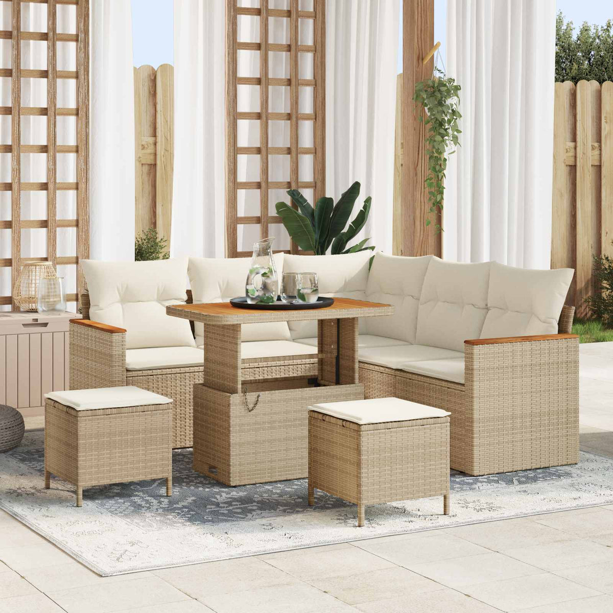 Havesofa Sæt 8 stk. Beige polyrattan