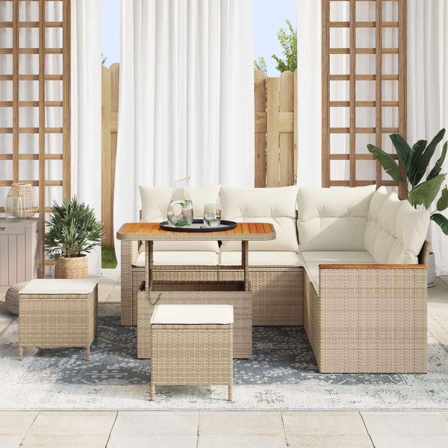 Havesofa Sæt 8 stk. Beige polyrattan