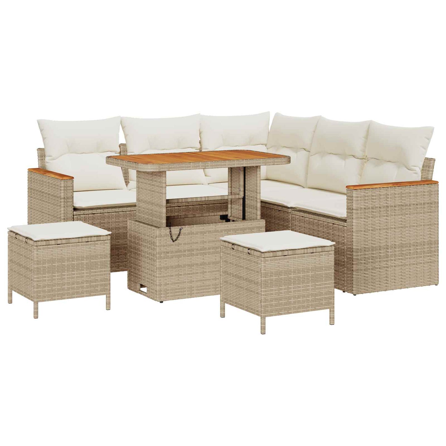 Havesofa Sæt 8 stk. Beige polyrattan