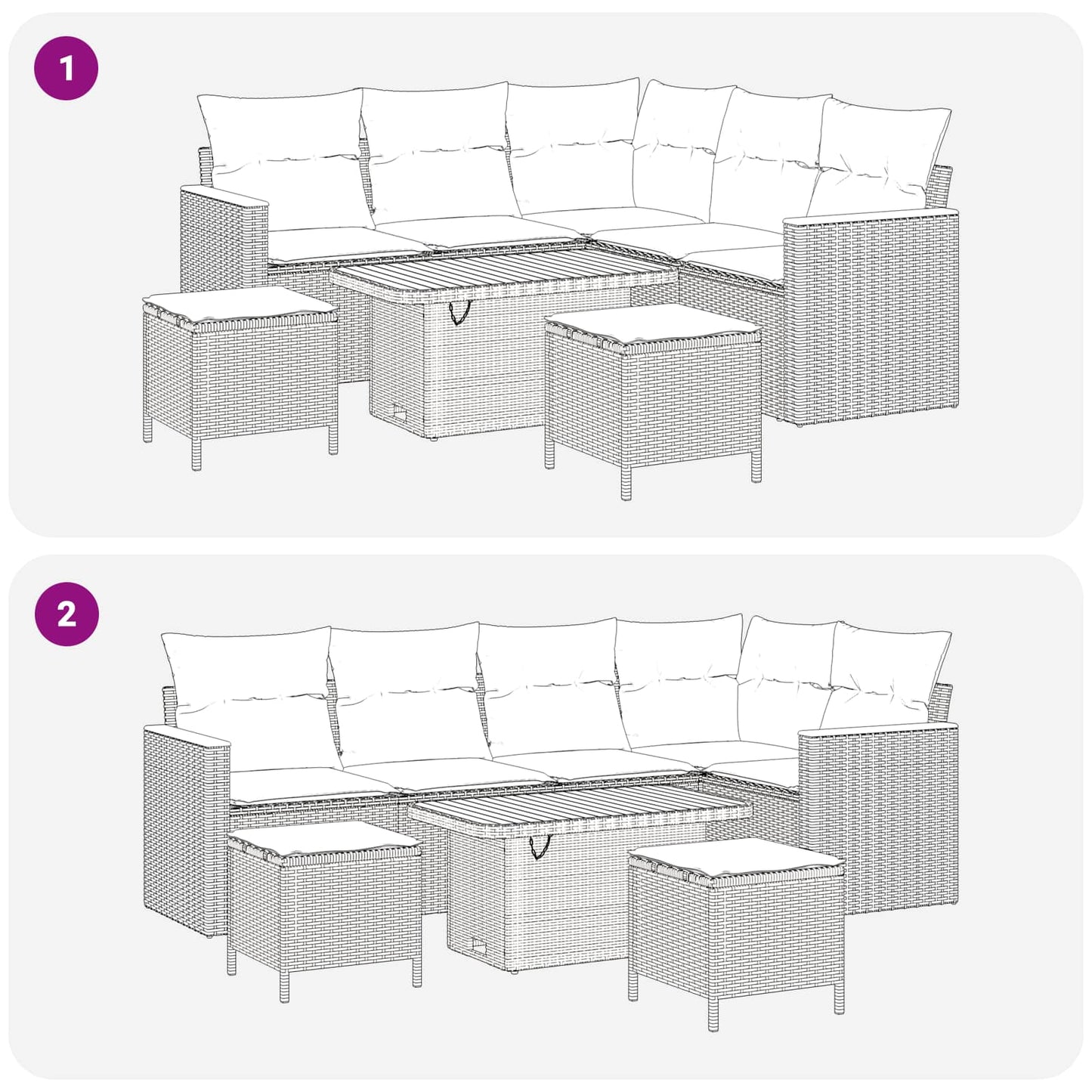 Havesofa Sæt 8 stk. Beige polyrattan