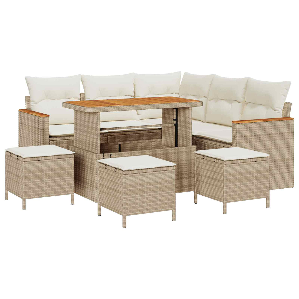 Havesofa Sæt 9 stk. Beige polyrattan