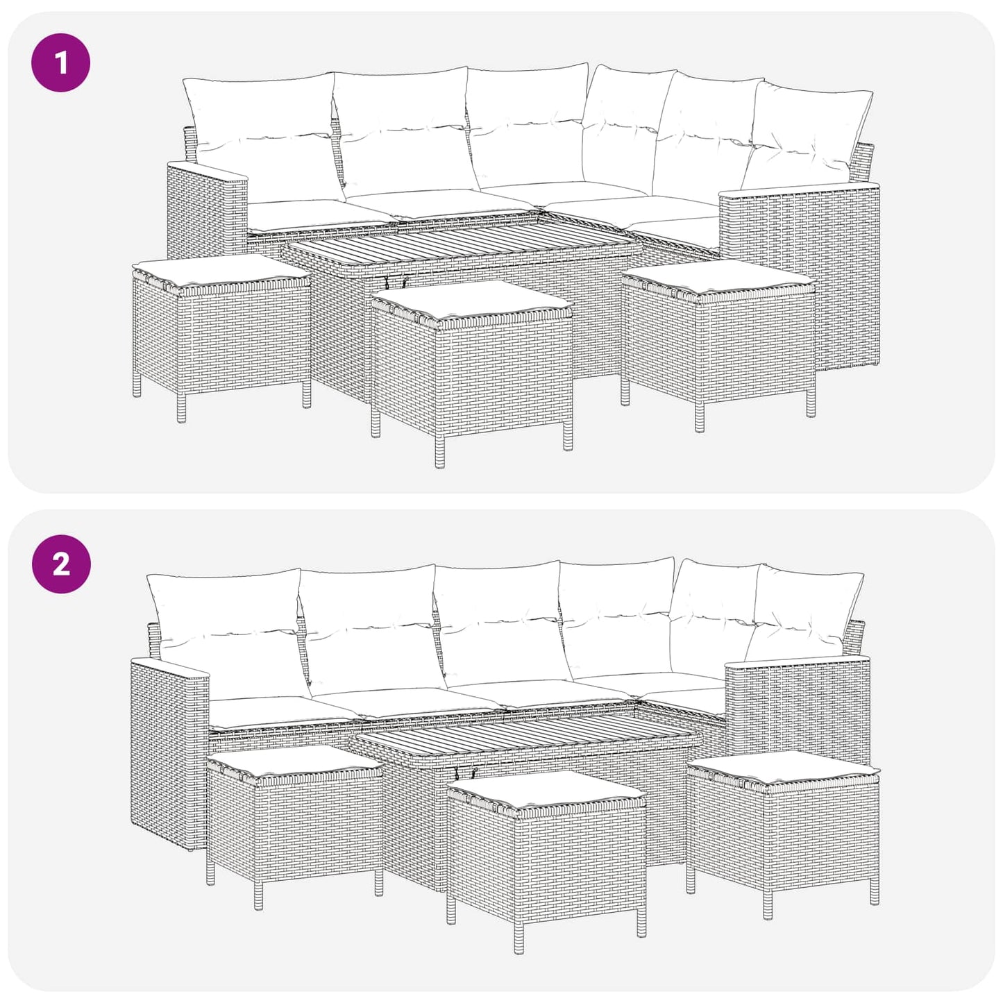Havesofa Sæt 9 stk. Beige polyrattan