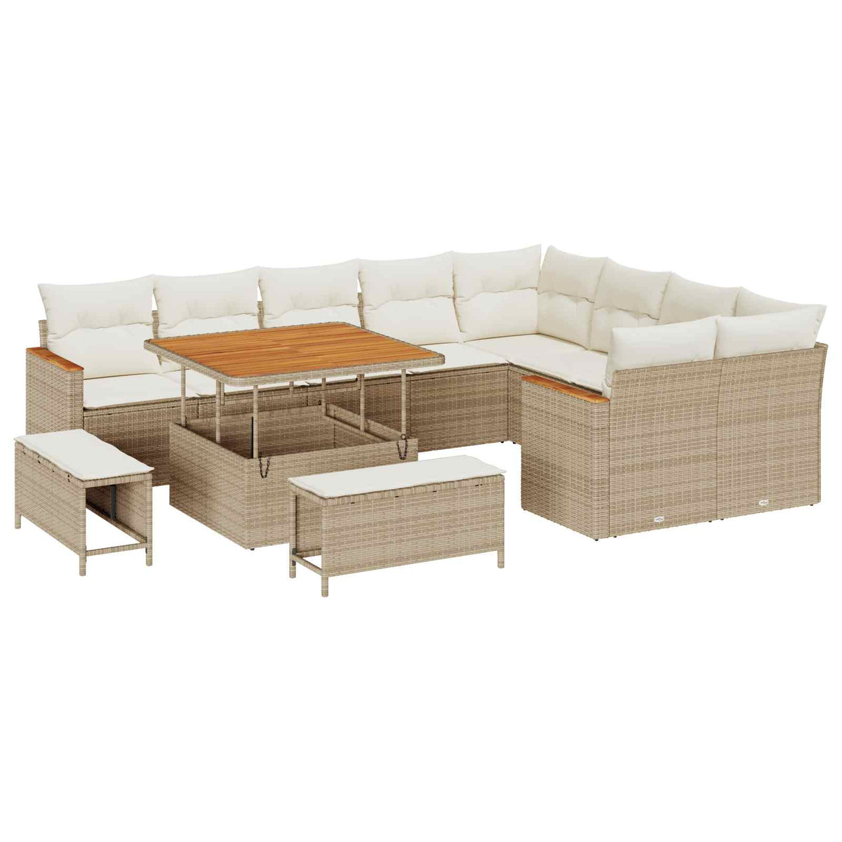 Havesofa Sæt 12 stk. Beige polyrattan