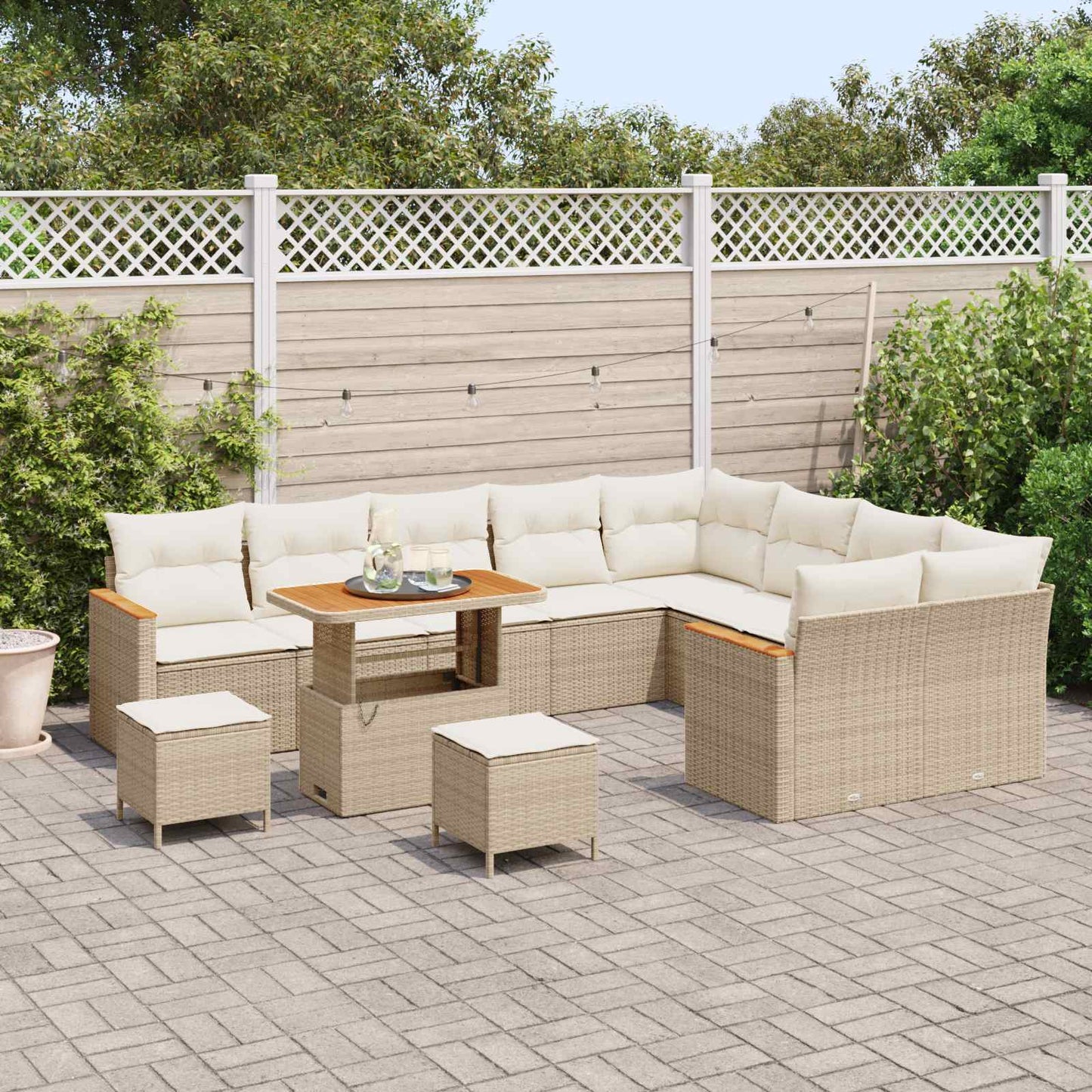 Havesofa Sæt 12 stk. Beige polyrattan