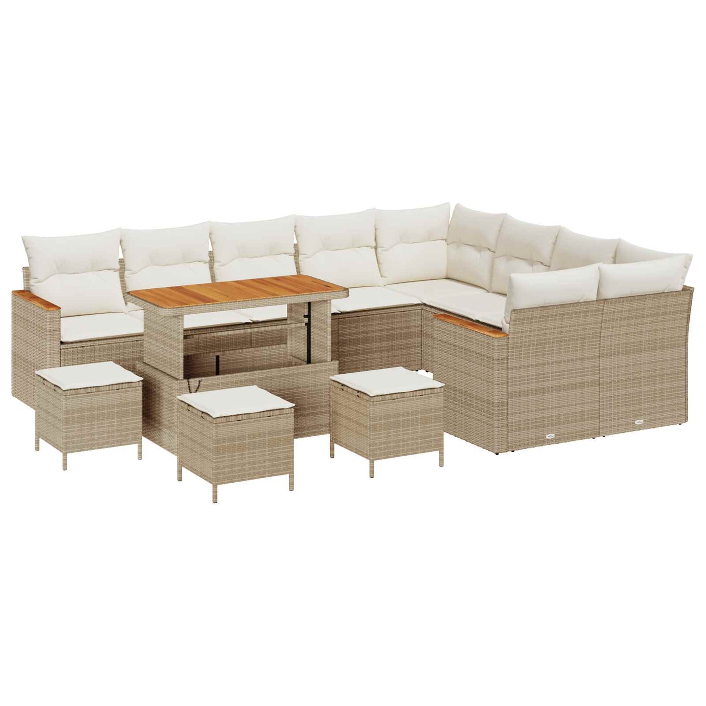 Havesofa Sæt 13 stk. Beige polyrattan