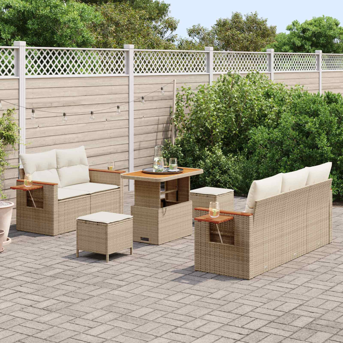 Havesofa Sæt 8 stk. Beige polyrattan