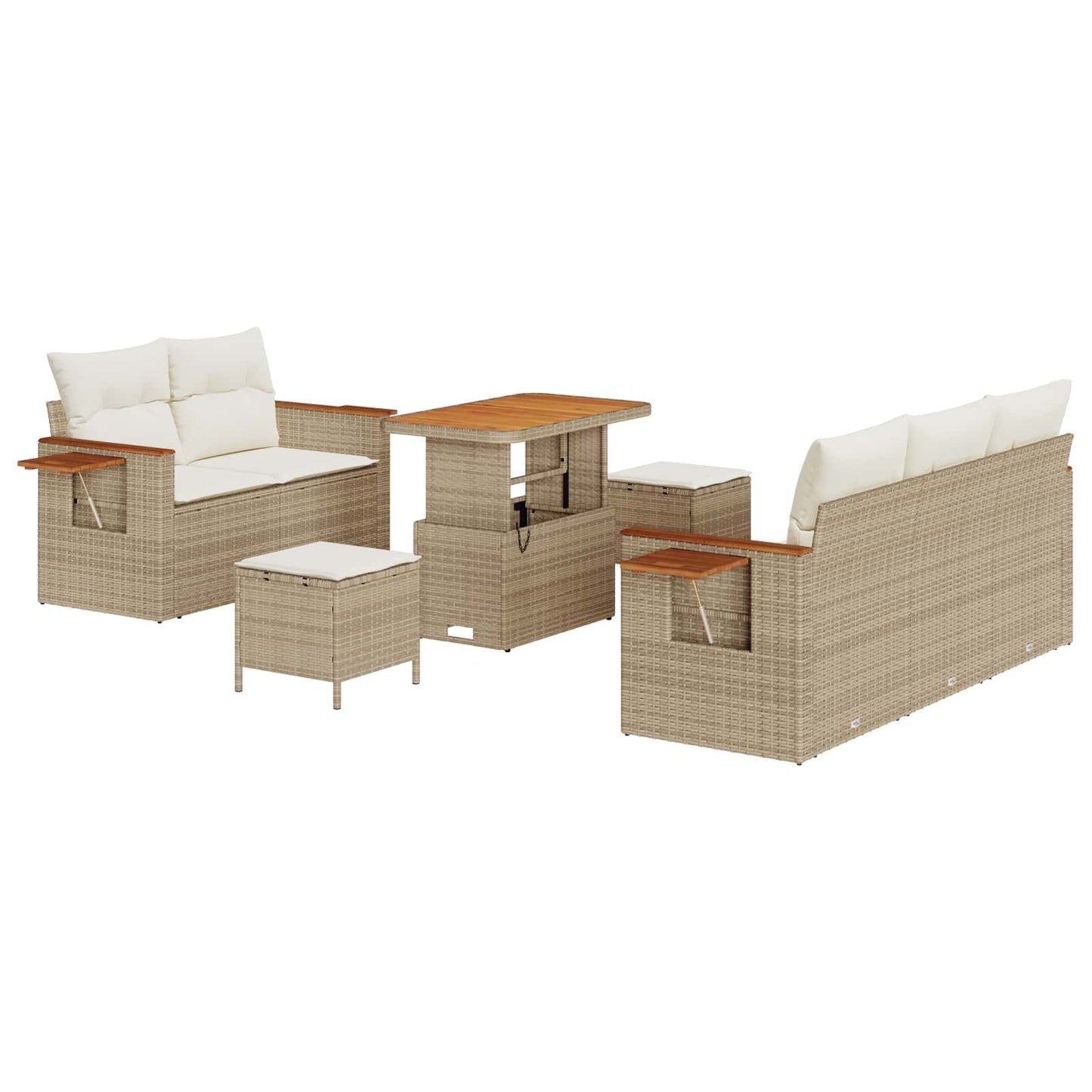 Havesofa Sæt 8 stk. Beige polyrattan