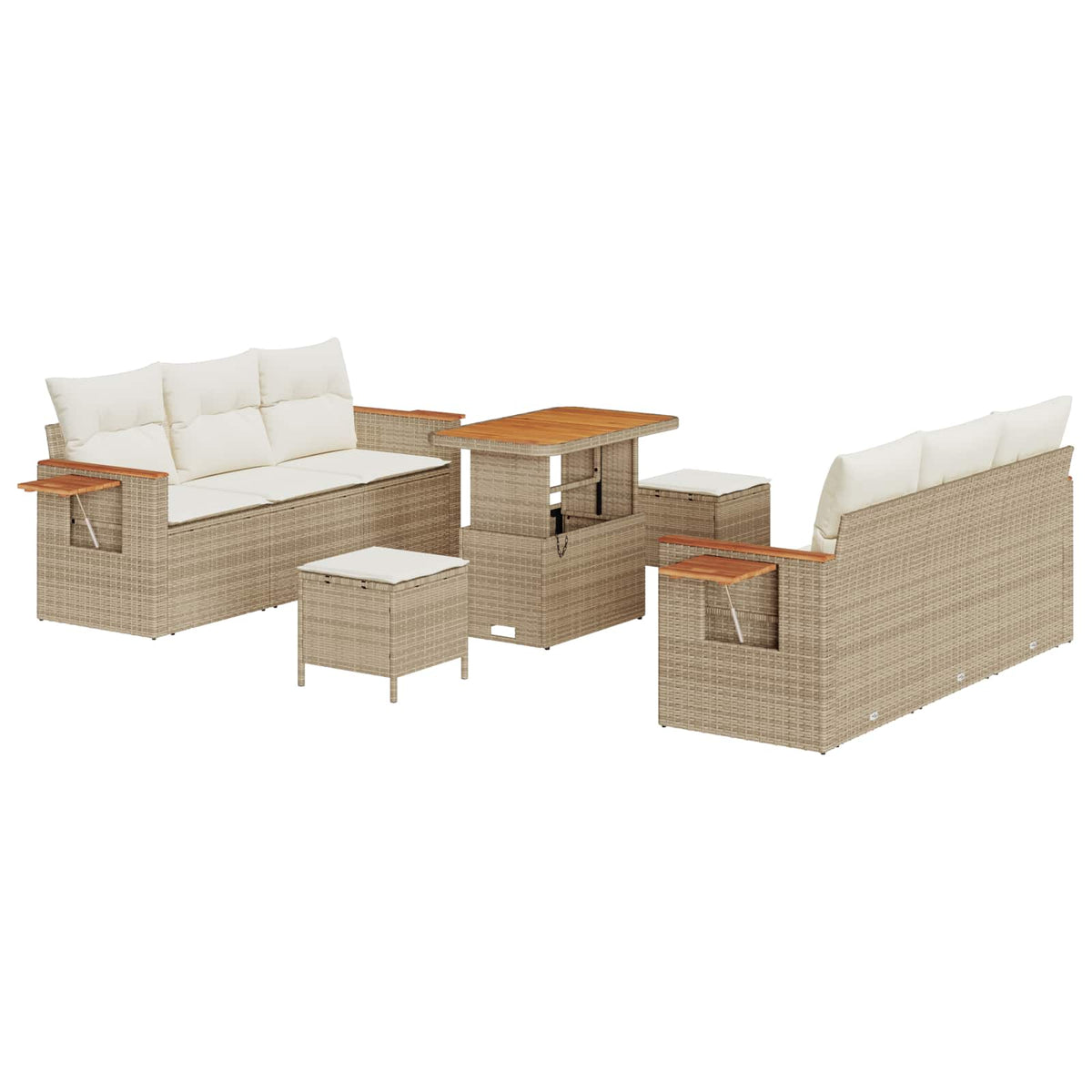 Havesofa Sæt 9 stk. Beige polyrattan