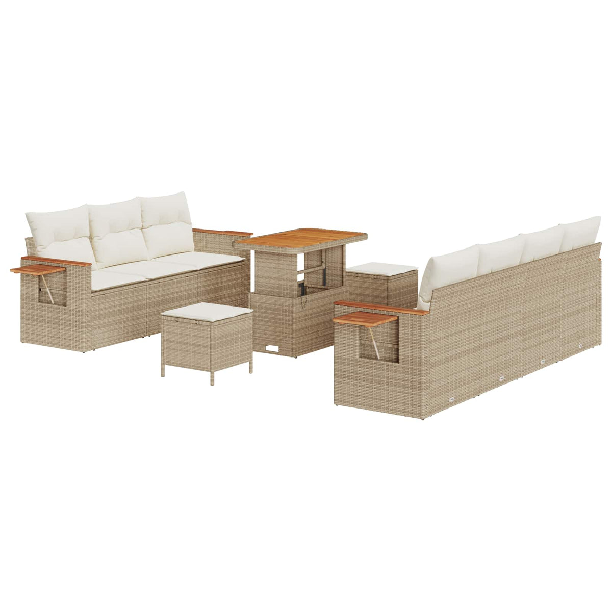 Havesofa Sæt 10 stk. Beige polyrattan