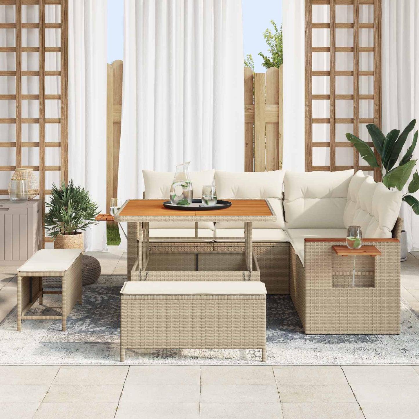Havesofa Sæt 8 stk. Beige polyrattan