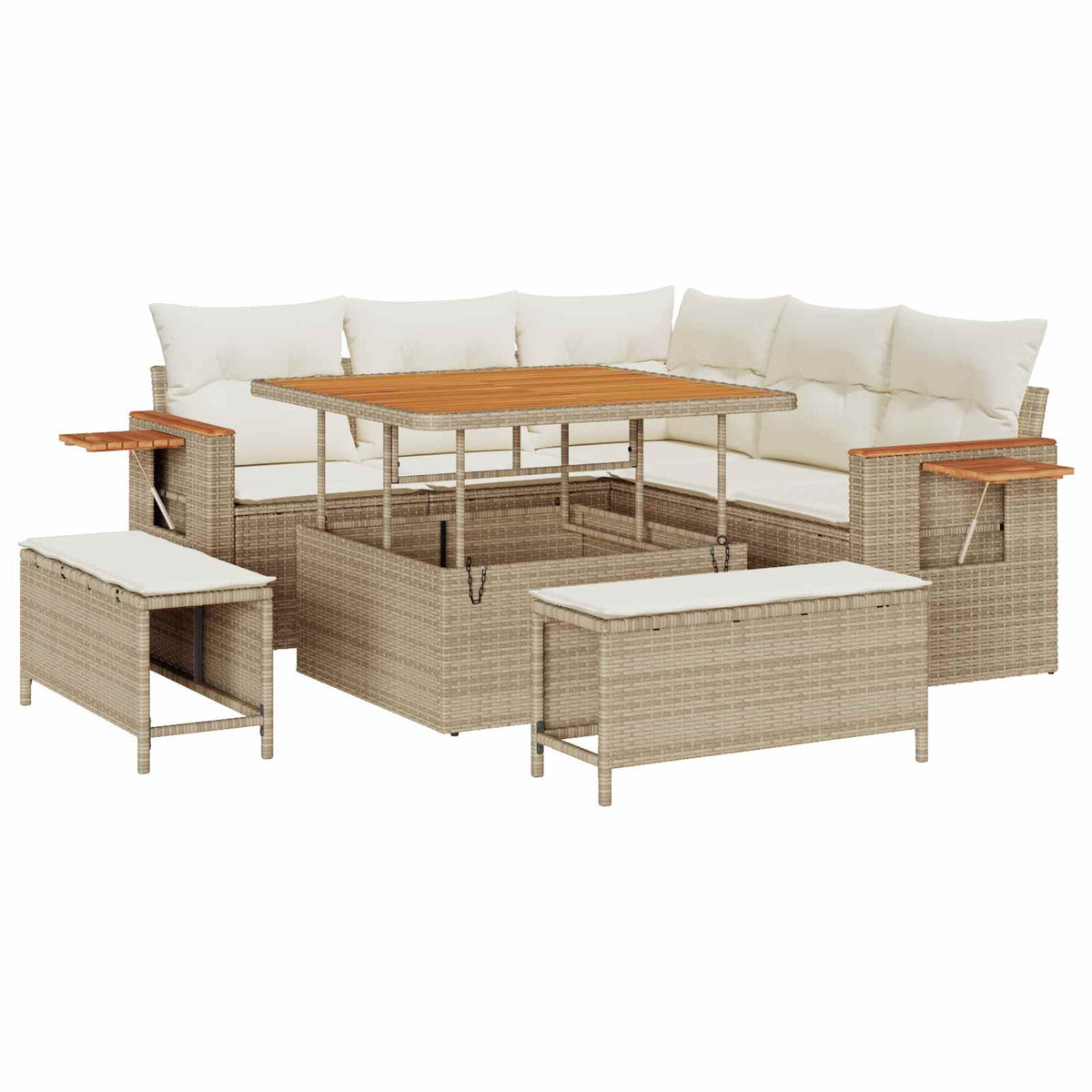 Havesofa Sæt 8 stk. Beige polyrattan