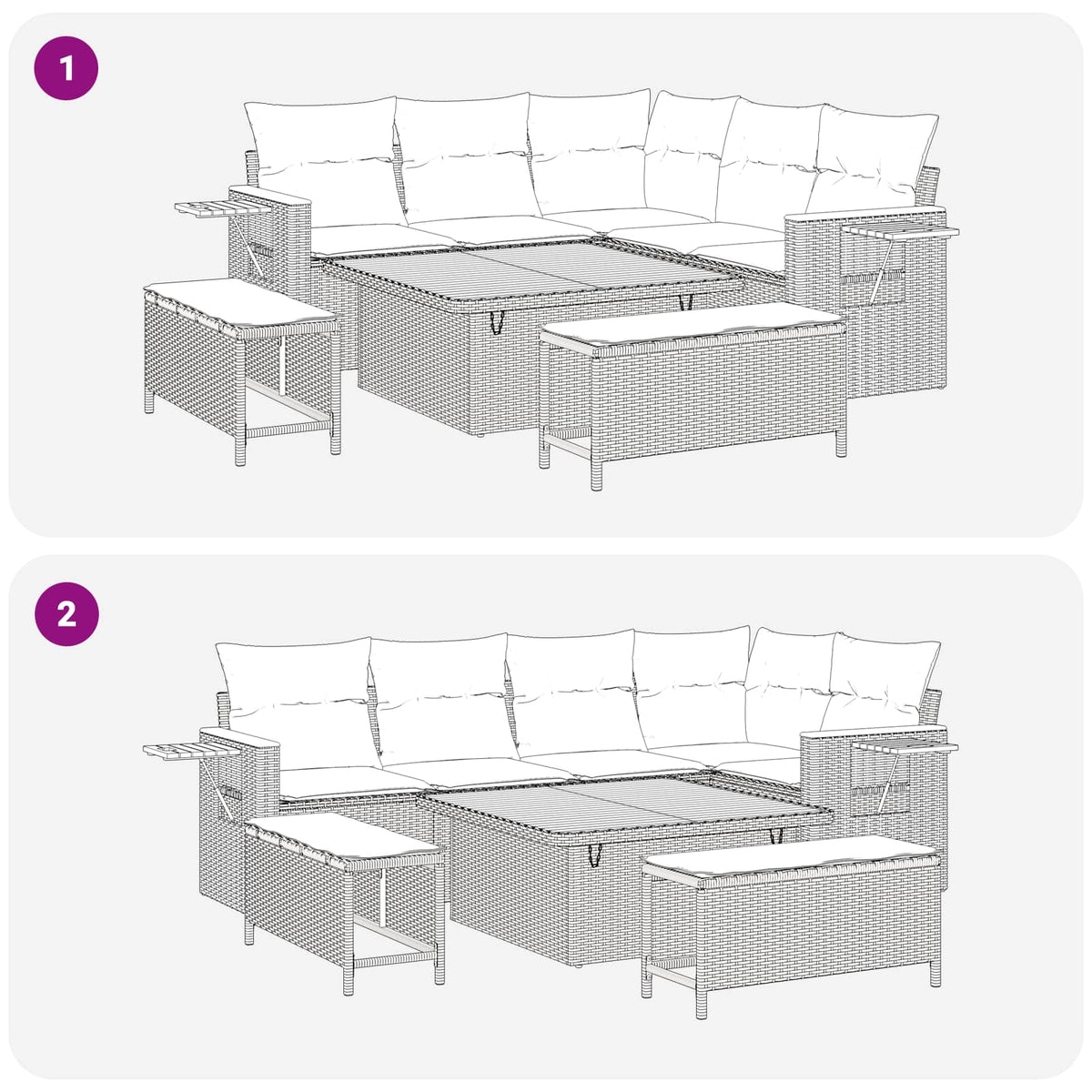 Havesofa Sæt 8 stk. Beige polyrattan