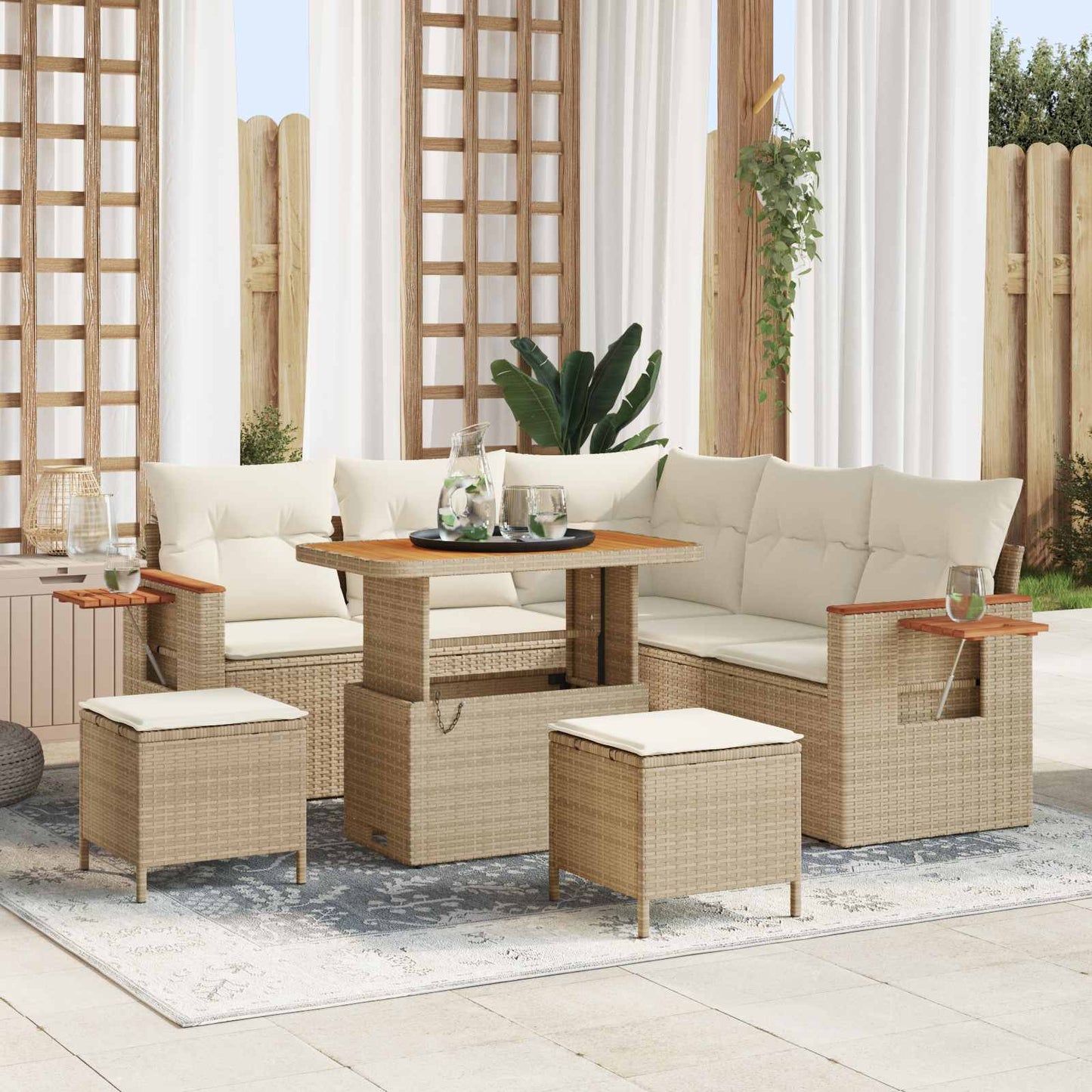 Havesofa Sæt 8 stk. Beige polyrattan