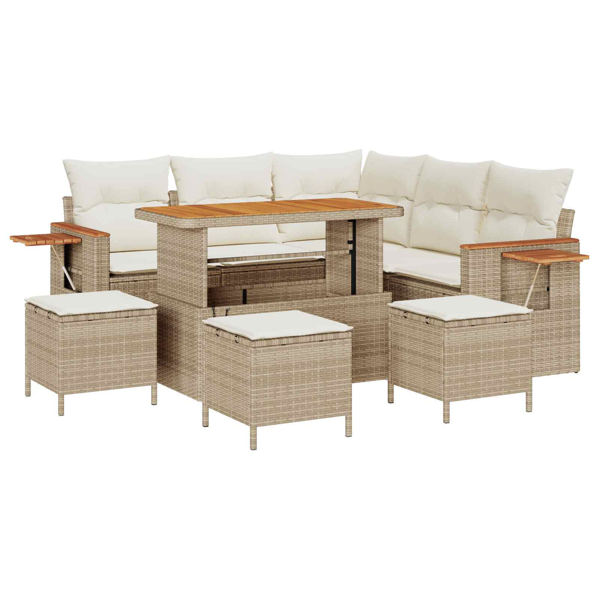 Havesofa Sæt 9 stk. Beige polyrattan