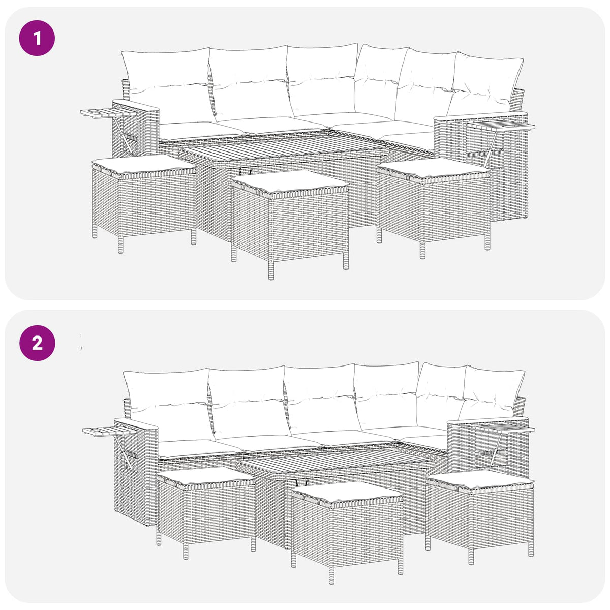 Havesofa Sæt 9 stk. Beige polyrattan
