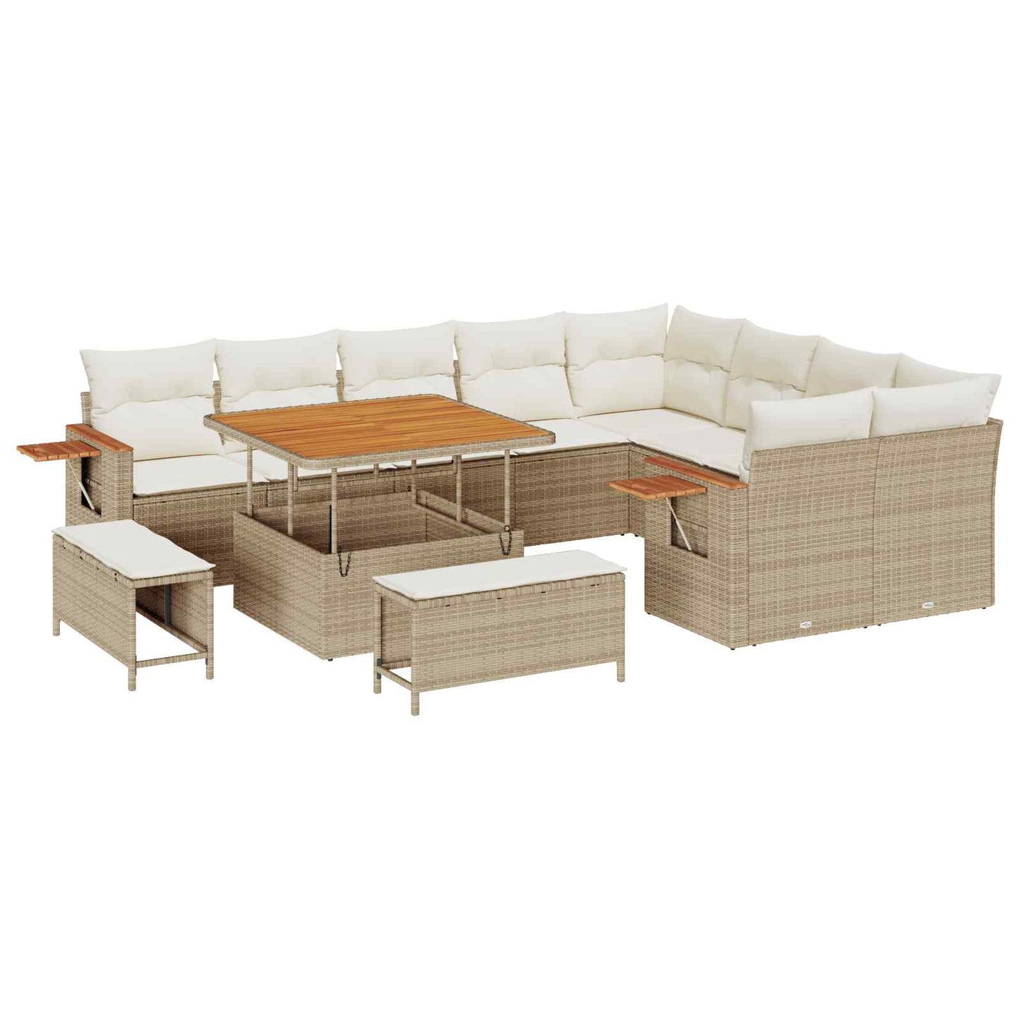 Havesofa Sæt 12 stk. Beige polyrattan