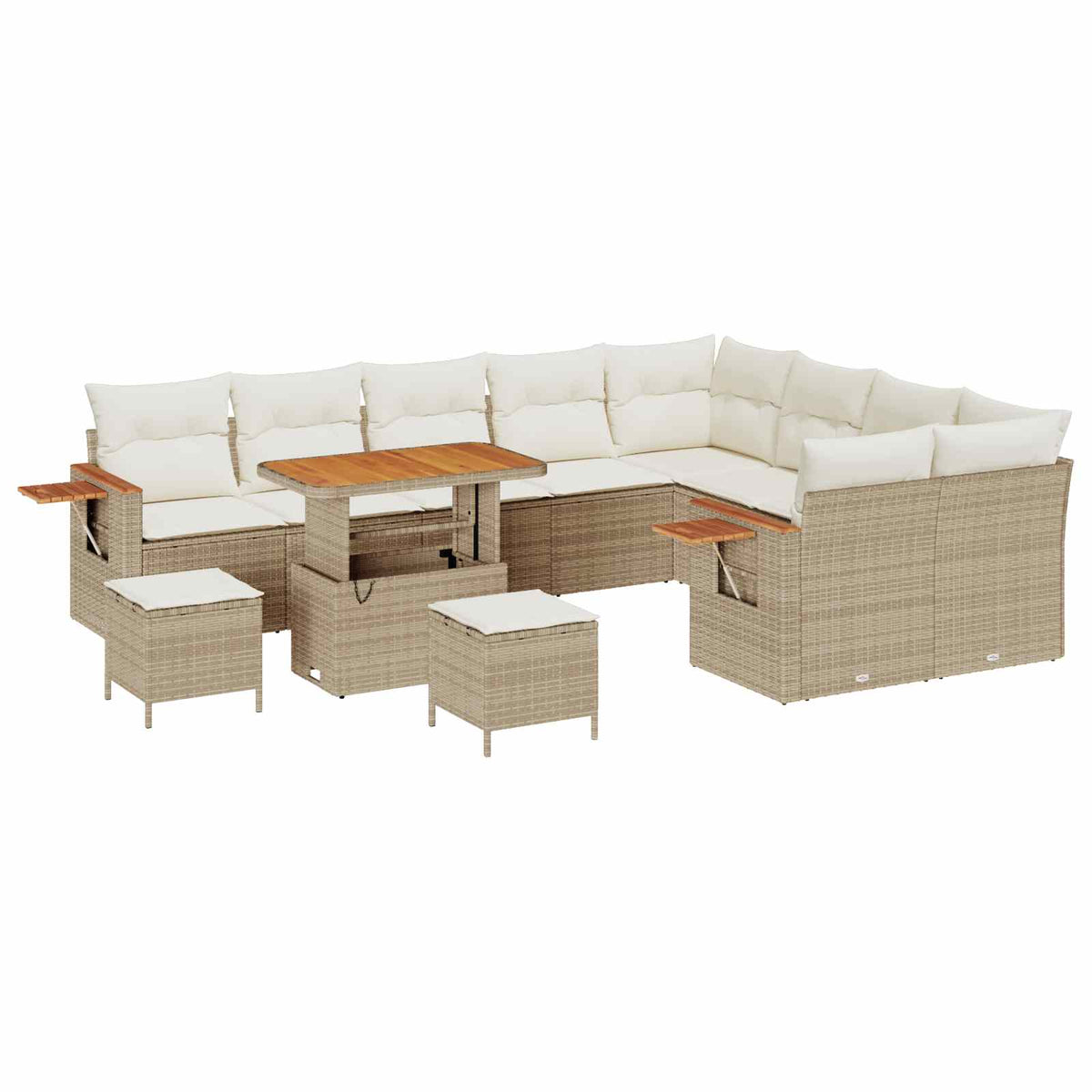 Havesofa Sæt 12 stk. Beige polyrattan