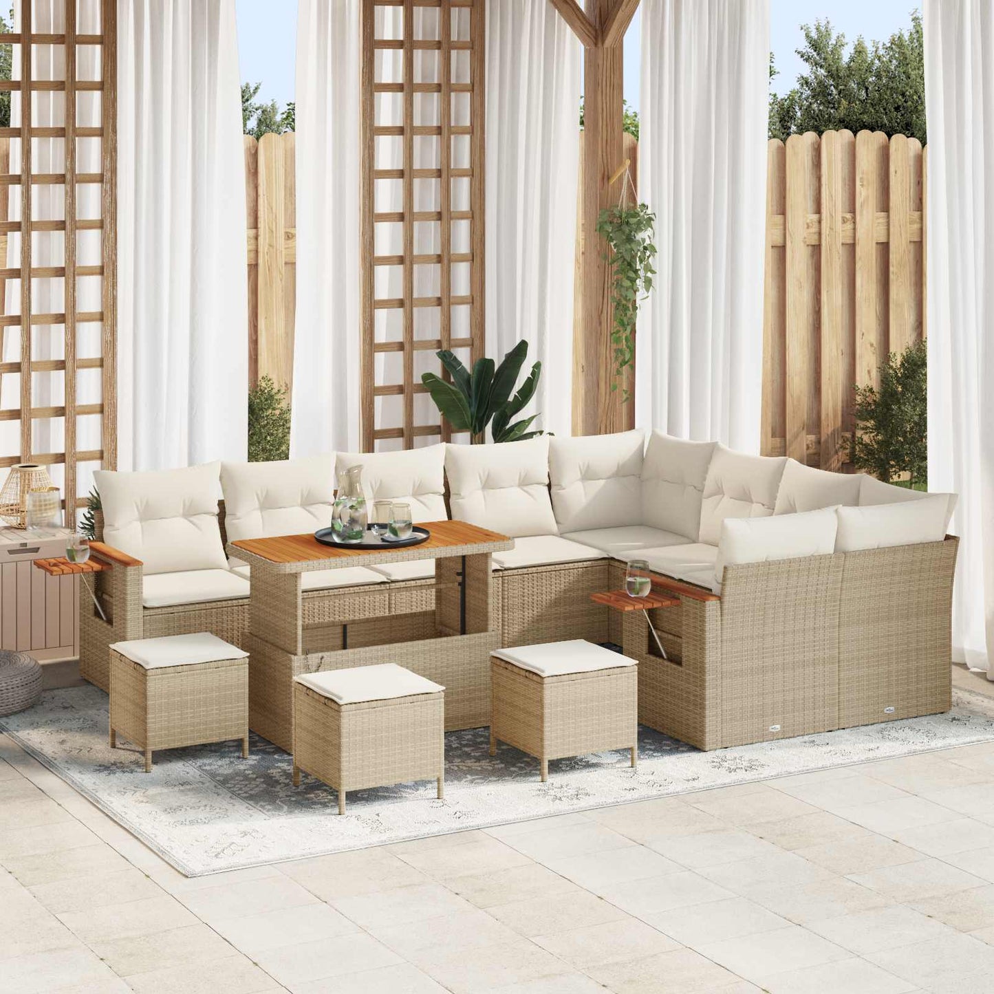 Havesofa Sæt 13 stk. Beige polyrattan