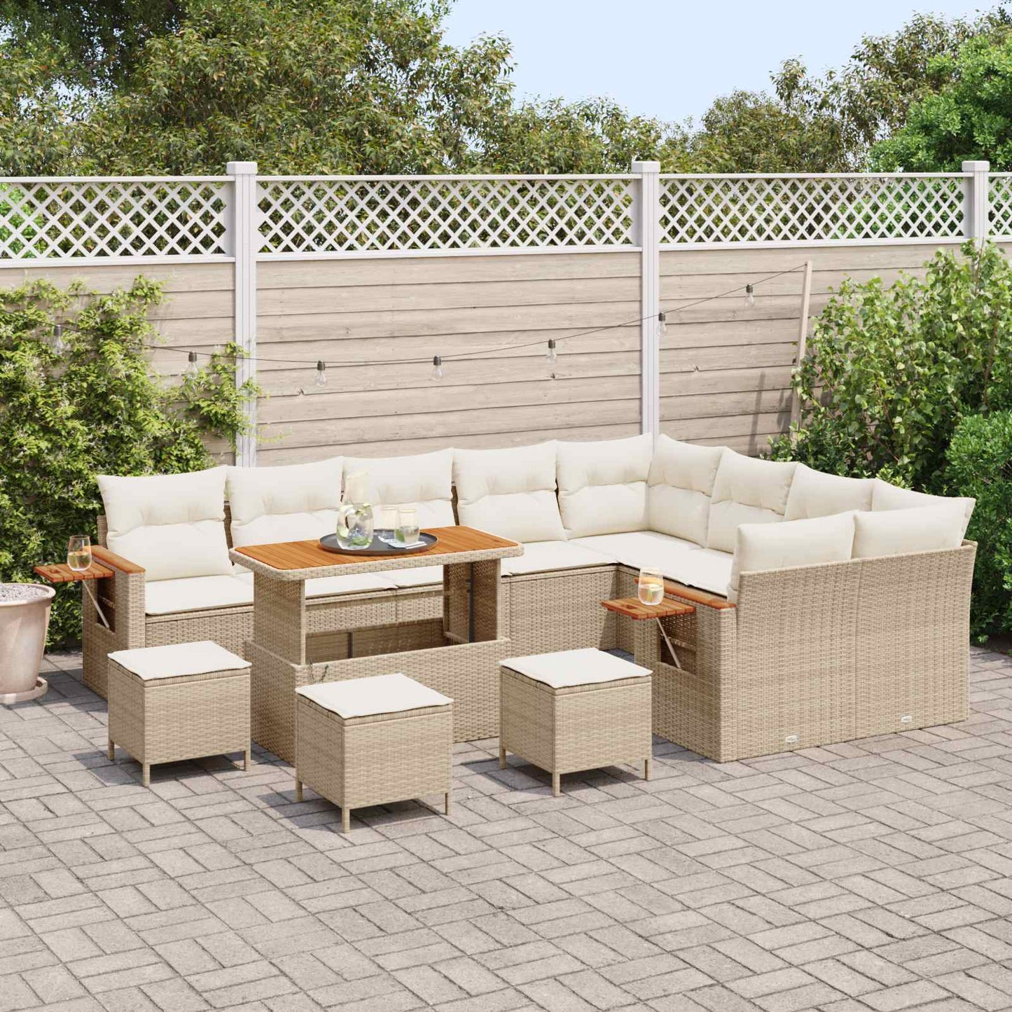 Havesofa Sæt 13 stk. Beige polyrattan