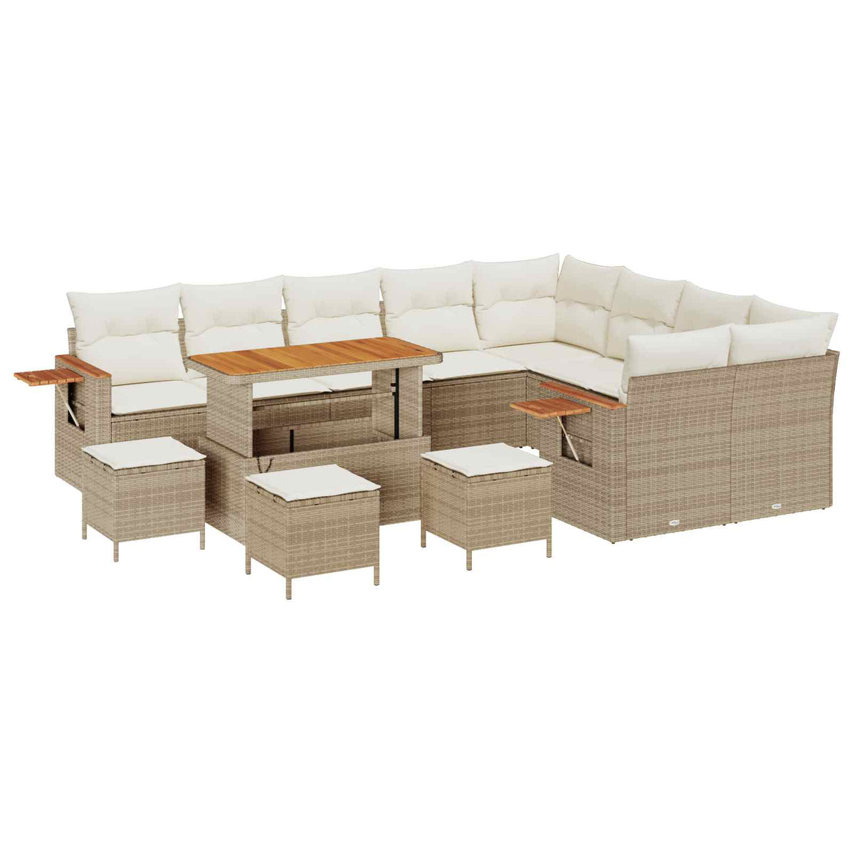 Havesofa Sæt 13 stk. Beige polyrattan