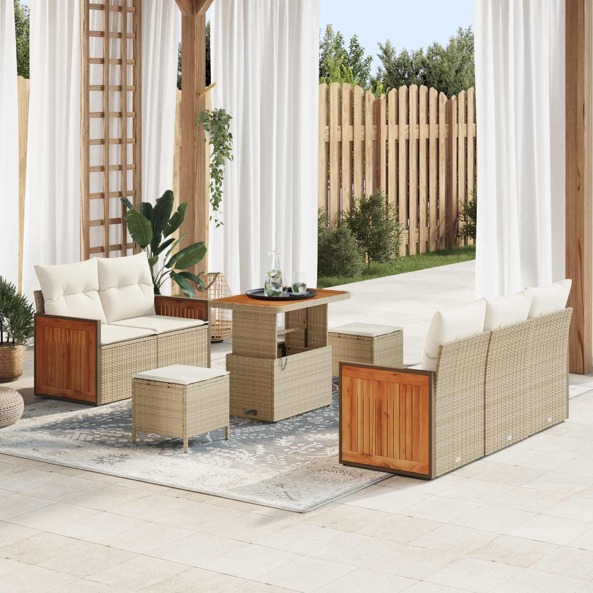Havesofa Sæt 8 stk. 8-Antal sæder Beige og creme