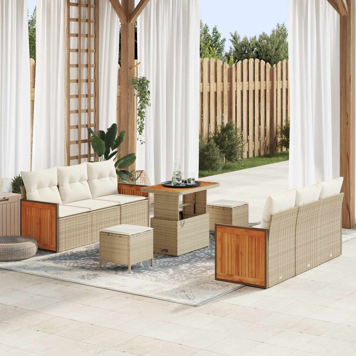 Havesofa Sæt 9 stk. 8-Antal sæder Beige og creme