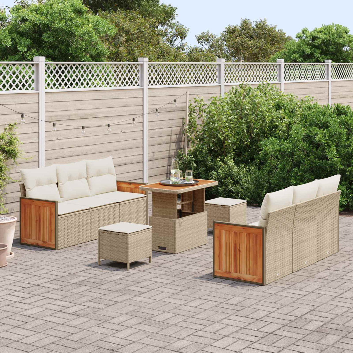 Havesofa Sæt 9 stk. 8-Antal sæder Beige og creme