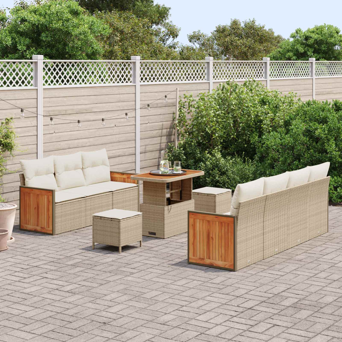 Havesofa Sæt 10 stk. 9-Antal sæder Beige og creme