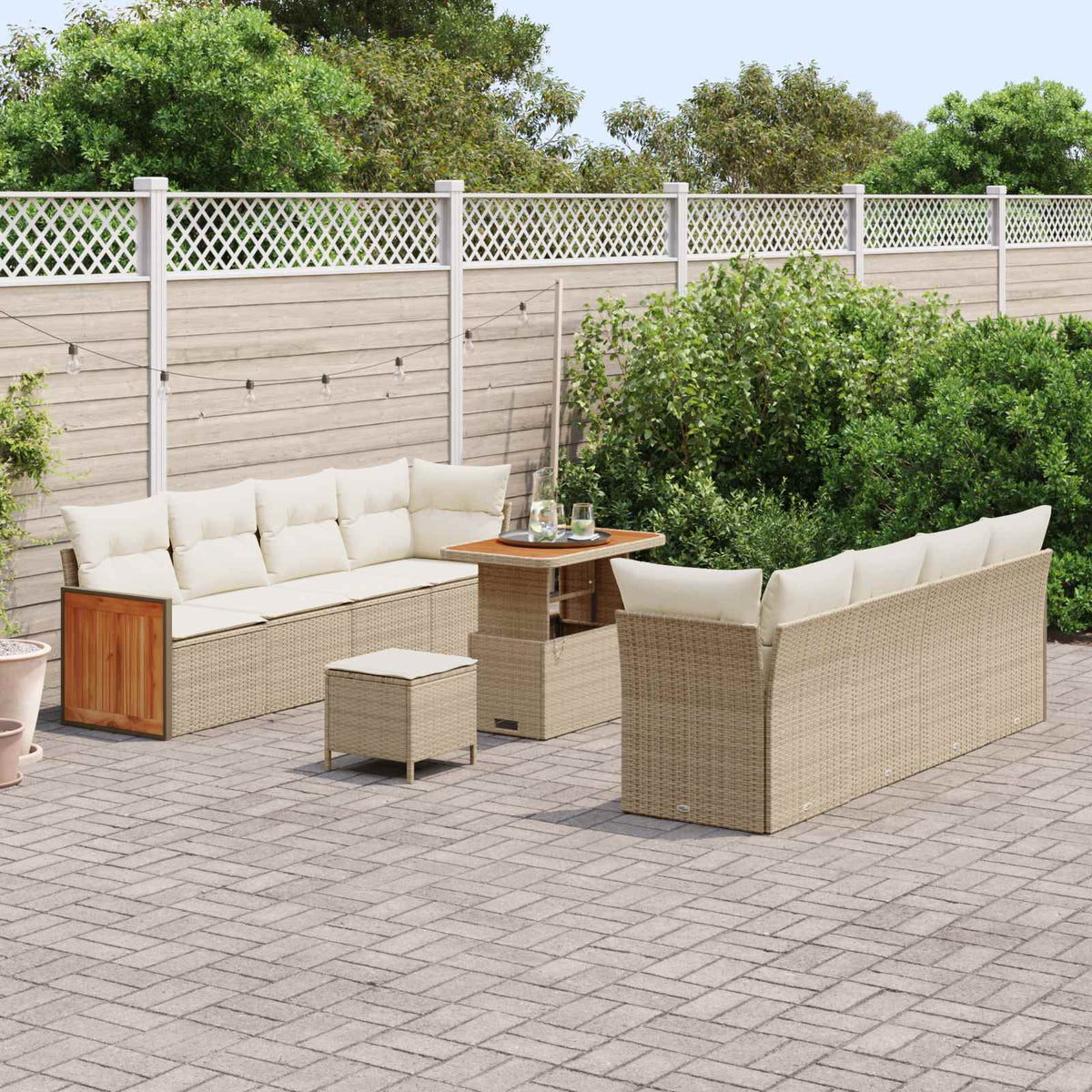 Havesofa Sæt 11 stk. 11-Antal sæder Beige og creme