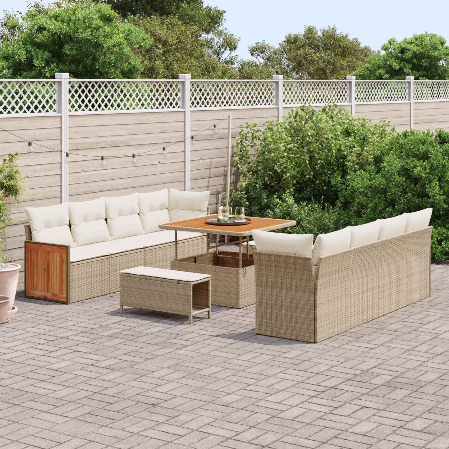 Havesofa Sæt 11 stk. 11-Antal sæder Beige og creme