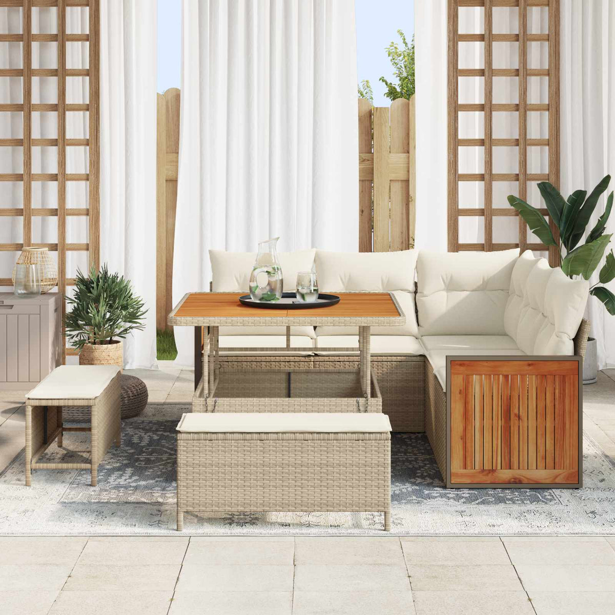 Havesofa Sæt 8 stk. 8-Antal sæder Beige og creme