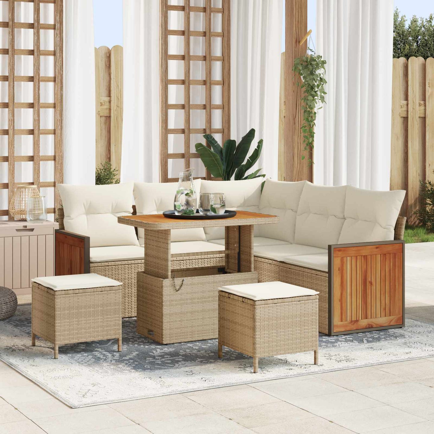 Havesofa Sæt 8 stk. 8-Antal sæder Beige og creme